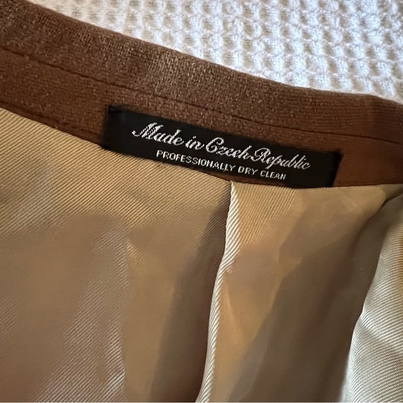 VINTAGE OSCAR DE LA RENTA BROWN CASHMERE WOOL BLEND BLAZER sport jacket size 44R - Picture 6 of 6